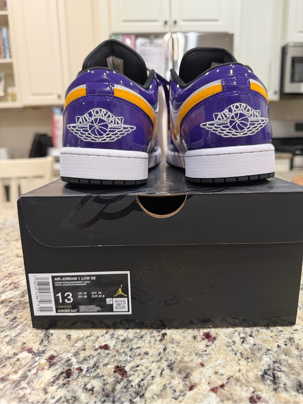 Jordan Low Top Sneakers in Purple, Yellow, Black and White
